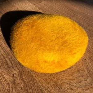 Hand made mustard yellow fur felt beret